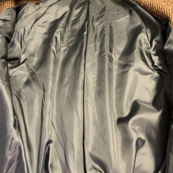 AIME LEON DORE Size M Brown Beige Herringbone Wool Hidden Buttons Raglan Coat - Picture 8 of 9